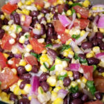 close up of mixed bean and corn salad.
