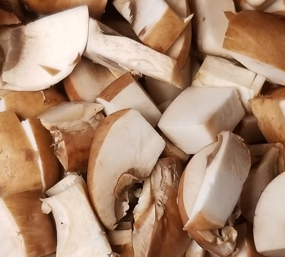 Mushrooms cut into bite sized pieces