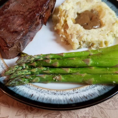 Roasted Asparagus as a side dish to steak and mashed potatoes.