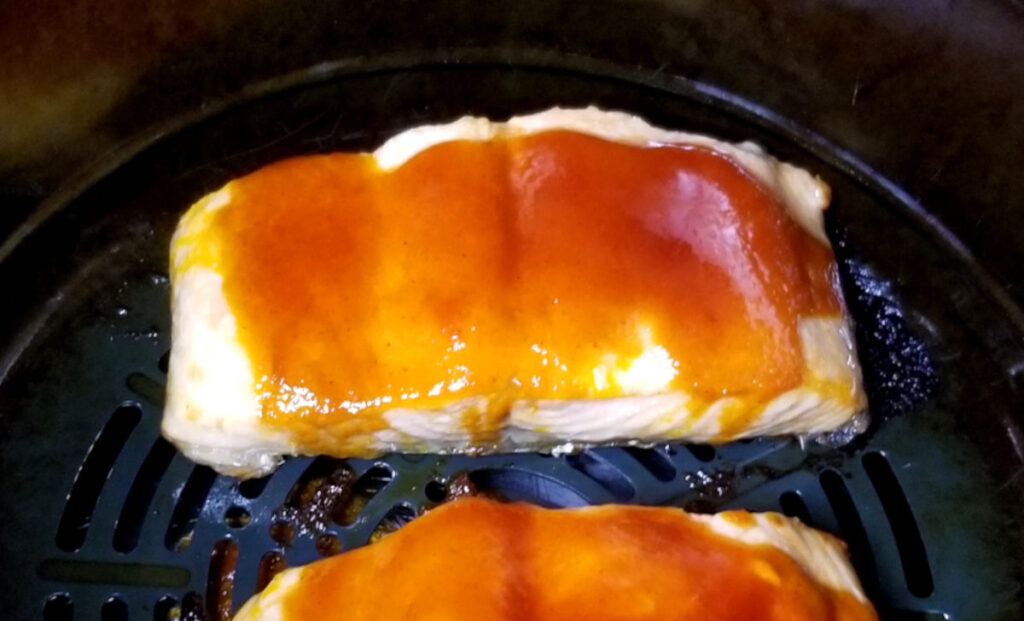 Buffalo bourbon salmon in the air fryer. 