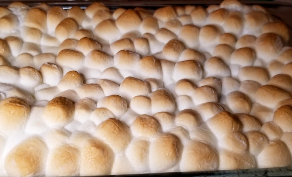 A close up of oven toasted marshmallows