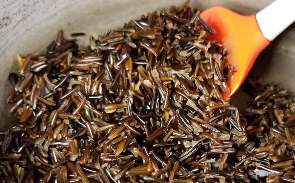 A close up of wild rice grains 